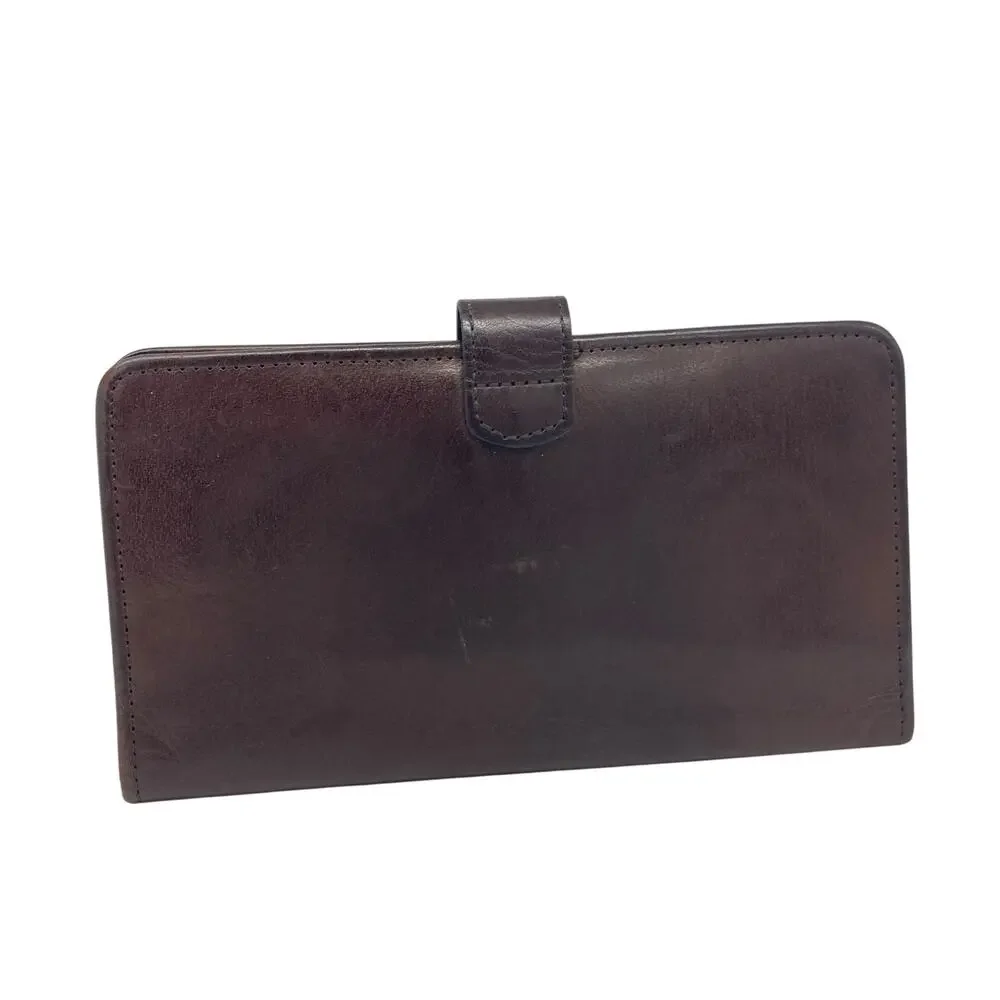 Vintage Coach Glove Tanned Leather Organizer Wallet Checkbook Passport Brown 90s